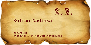 Kulman Nadinka névjegykártya